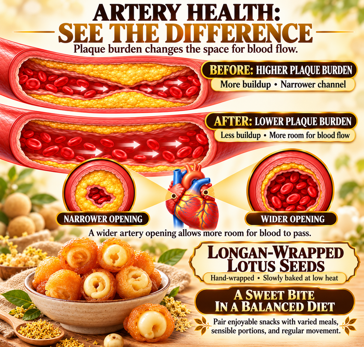 🍯 Golden Longan Stuffed with Lotus Seed 🍯 Natural Dried Fruit Snack, No Added Sugar, Chewy & Nutritious-8RH7